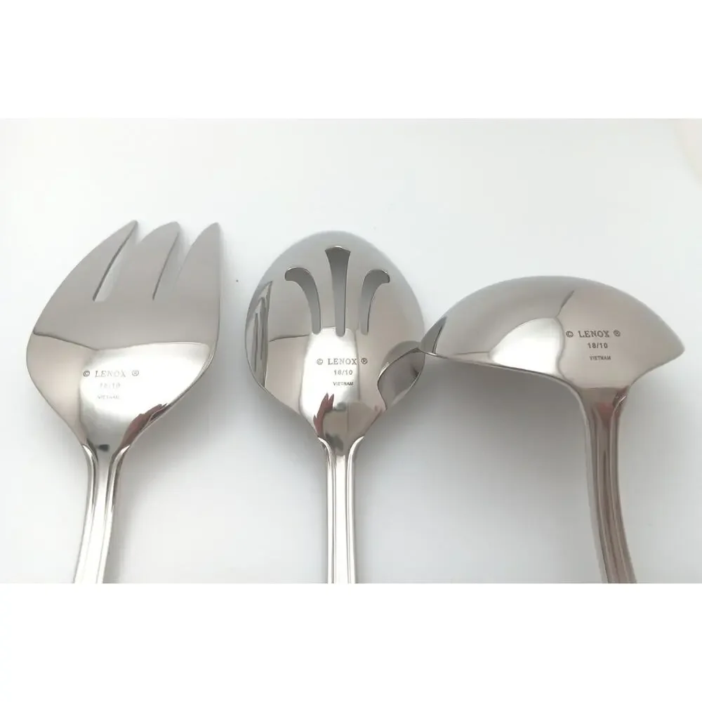 Lenox Hartleigh 3 Piece Serving Hostess Set 18/10 Stainless Flatware Vietnam NOS